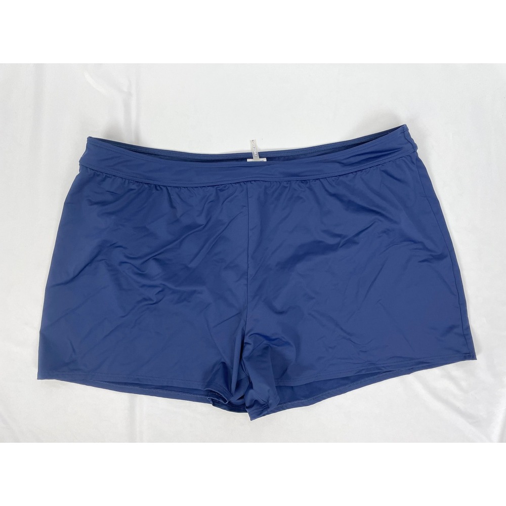 Lands' End Size 24W Solid Blue Swim Shorts Bathing Suit Bottom Lined